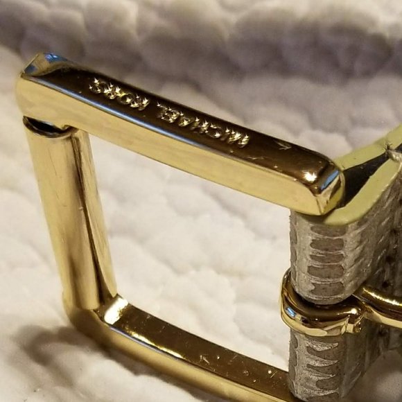 Michael Kors Metallic Gold Lizard-Embossed Belt SM - Picture 10 of 11